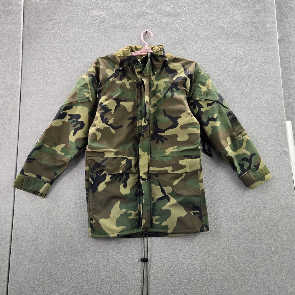 VINTAGE USMC‎ Men Jacket S LONG Green Nylon Parka Cold Wet Weather Camouflage